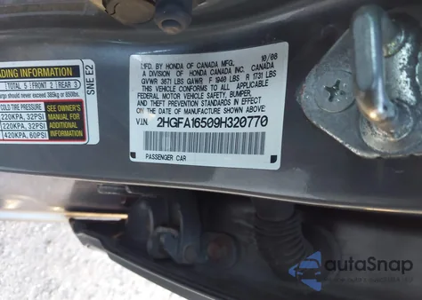 2009 Honda Civic Lx from USA, damaged, VIN 2HGFA16509H320770